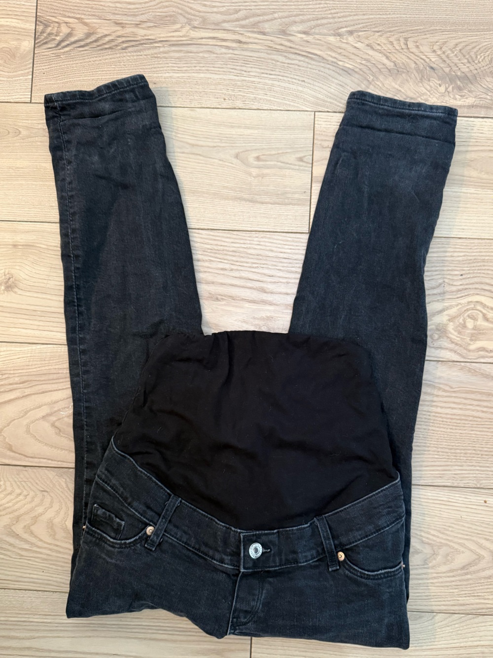 H&M Black High-Rise Maternity Jeans with Stretch Panel